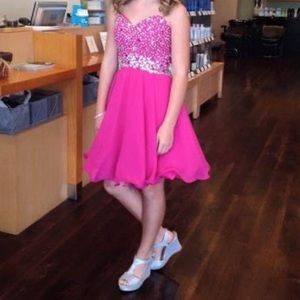 Hot Pink A-line Pleated Chiffon Formal Dress